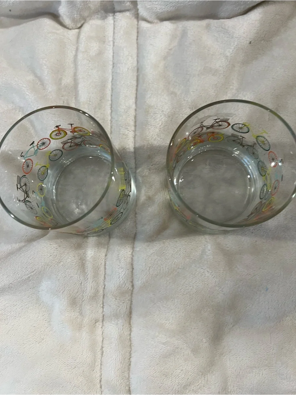 Set of 2 Bicycle Print Rocks Glasses Colorful Bike Lowball Whiskey Tumblers